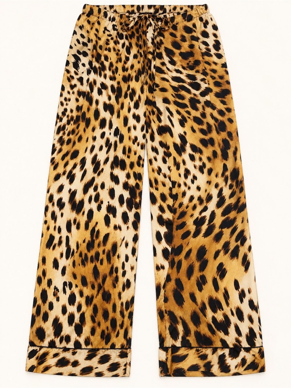 Leopard Print Wide-Leg PJ Pants - Brown